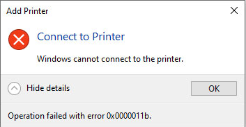 Fix error error0x0000011b