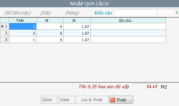 Quy cách tôn
