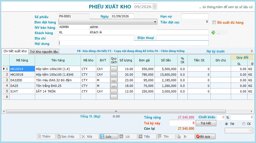 Phiếu xuất kho - DMS